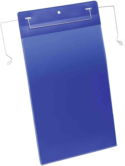 Durable Document Pocket Wire Hanger A4 Portrait Dark Blue Pack 50