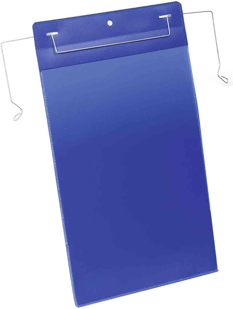 Durable Document Pocket Wire Hanger A4 Portrait Dark Blue Pack 50