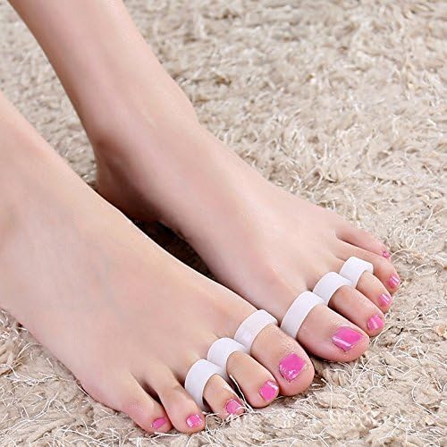1 Pair Silicone Gel Hallux Valgu Braces With Toe Pad / "3 Holes" Second Generation Unisex Bunion Splint Protective Corrector / White Big Toes Adjuster Straightener Foot-pad for Foot Pain Relief