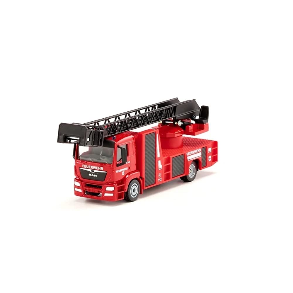 siku 2114, Fire Engine with Rotating Ladder, 1:50, Metal,Plastic, Red, Extendable turntable ladder