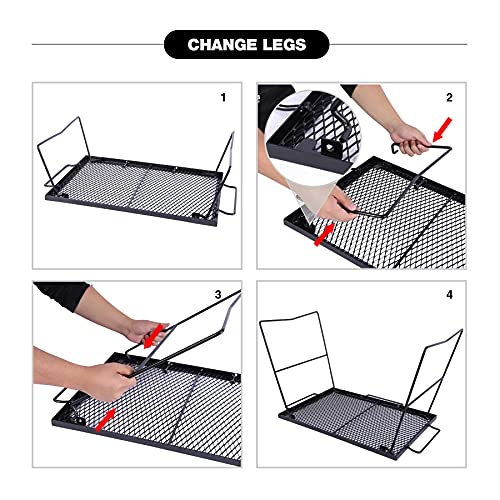 REDCAMP 2 in 1 Folding Camping Grill Grate, Folding Grill Table for