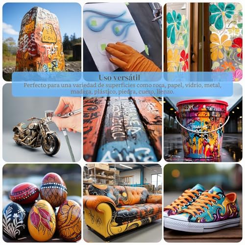 HOMY ARTY Airbrush Paint - 42 Colours with 6 Thinners and Cleaner 500ml with Brushes, Airbrush Ready Acrylic Paint for Metal, Plastic, Canvas, Wood, 20 ml/Bottle