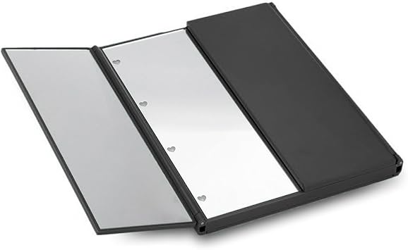 Amazon Com Desktop Foldable Led Makeup Mirror Lighted Vanity Mirror Tri Fold Cordless Make Up Battery Operated 3 Side Cosmetic Table Mirror With Adjustable Stand And 8 Led Lights Black Home Kitchen