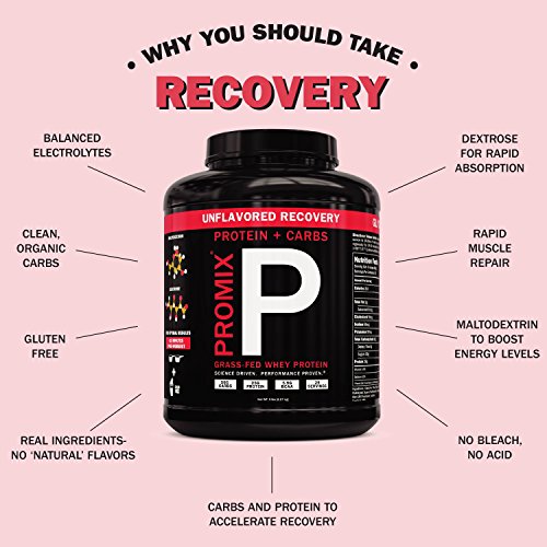 PROMIX Post Workout Recovery Whey Protein and Carbs, Unflavored, 5lbs