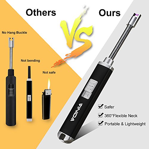 Electric Arc Lighter USB Rechargeable Flameless Windproof Candle Lighter with 360° Extended Flexible Neck for Candle Camping Grilling BBQ Gas Stoves Cigarette and Fireworks, No Spark & Smell - Thumbnail 5