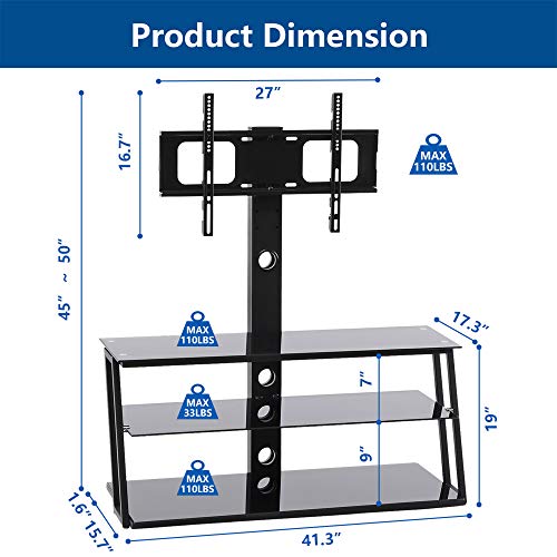 image for Rfiver Floor Tall TV Stand with Swivel Mount Bracket 3-in-1 for TVs up