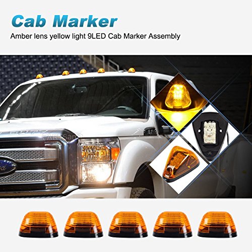 Amber Lens LED Cab Roof Marker Lights - Clearance Running Lights For Ford Super Duty F-250/F-350/F-450 (1999-2016) & E-Series Vans