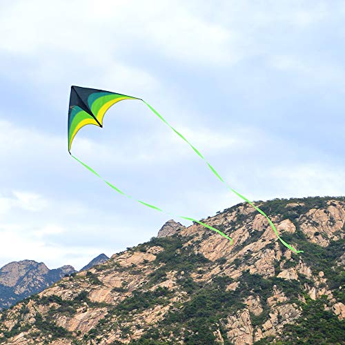 Mint's Colorful Life Delta Kite for Kids & Adults, Extremely Easy to Fly Kite with 2 Ribbons and 300ft Kite String, Best Kite for Beginners