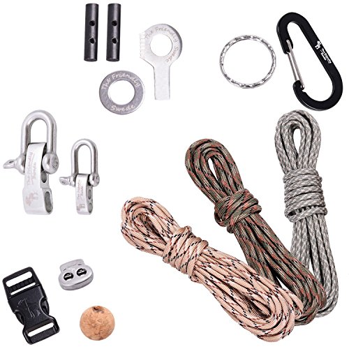 The Friendly Swede Premium Paracord DIY Kit with 3 x 350lb Military Grade Paracord (total 36 feet), More than 10 Accessories, (Army Green Camo/Desert Camo/Digital Camo)