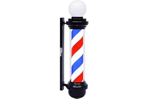 WDZD 35'' Barber Pole Light, Red White Blue Rotating Hair Salon Open Sign, Wall Mount, Save Energy