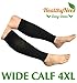 HealthyNees Shin Calf Sleeve 20-30 mmHg Medical Compression Circulation Extra Wide Plus Size Big Tall Leg Thick Calves Firm Support (Black, Wide Calf 4XL)
