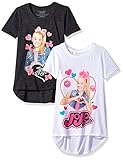 Nickelodeon Big Girls' JoJo Siwa Short Sleeve 2 Pack T-Shirt, White/Charcoal Heather, L-12/14