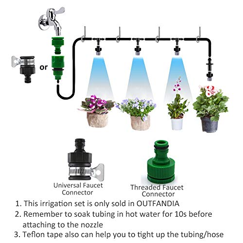 OUTFANDIA Patio Spray Misters Watering System Kits Accessories for Outdoor Garden Greenhouse Nozzles Misting Cooling with 50 Feet 4/7 Blank Distribution Tubing Hose, Instruction - Thumbnail 2
