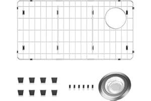 MIYUPTC Kitchen Sink Grid with Sink Strainer, Detachable Stainless Steel Sink Rack for Bottom of Sink, 28.25"L