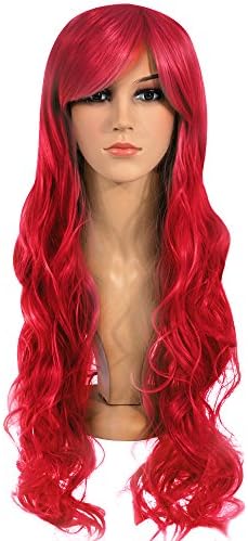 Ecvtop 32" Women Wig 80cm Long Hair Heat Resistant Spiral Curly Cosplay Wig Red