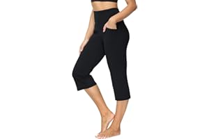 ALONG FIT Flared Leggings-for-Women Capri Yoga Pants with Pockets Crossover Bootcut High Waisted Tummy Control 20"/30"
