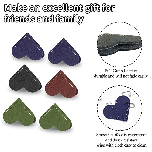 Smliekate 6 Pcs Leather Heart Bookmark, Corner Page Book Marks for Women, Kids, Book Accessories for Reading Lover, Cute Handmade Book Reading Gift for Book Lovers.