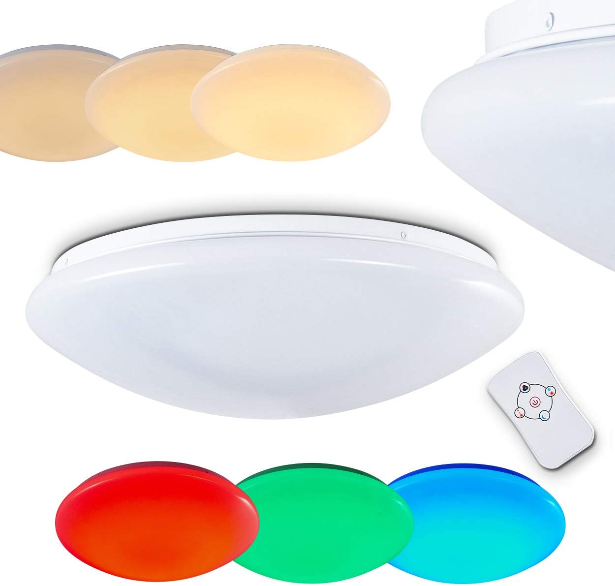 LED Ceiling Light Brighton, dimmable, with Colour Changer and Remote