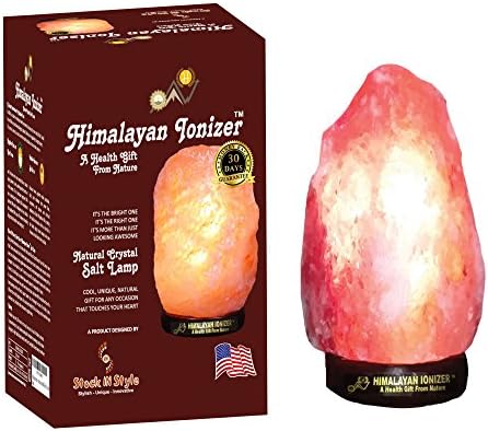 HIMALAYAN IONIZER - HAND CARVED HIMALAYAN SALT LAMP 6-7 INCH 3-5 LBS 6 FEET UL LISTED DIMMABLE CONTROL CORD – UNIQUE CLEAR CRYSTAL SHAPE WITH ORANGE PINK COLOR - AIR PURIFIER AND NEGATIVE IONIZER