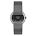 WRISTOLOGY Olivia Womens Black Lines Wrist Watch Metal Mesh Band