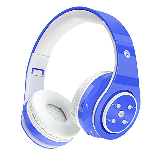 Kids Headphones Safe Volume Limited Kids On Ear Headphones,Wireless/Wired,Long Playing Time 7-9h,SD Card Slot,Stereo Sound,Compatiable for Ipad Cellphone Pc Tablet (Blue)
