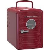 Frigidaire 9 can/6l mini personal fridge cooler Crocodile finish door-W: 7.08" x L: 11.81" X H: 10.04 (Red)
