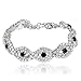 Miraculous Garden 2 Pack Silver Plated Rhinestone Crystal Teardrop Drop Dangle Earrings Link Bracelet Jewelry Set for Women