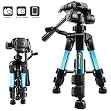 Ideashop Portable Aluminum Camera Tripod Lightweight Compact Travel Cellphone Mount Stand Adjustable Camera Stand Holder with Pan Head Panoramic Quick Release Plate Carry Case for DSLR Camera Gopro