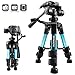 Ideashop Portable Aluminum Camera Tripod Lightweight Compact Travel Cellphone Mount Stand Adjustable Camera Stand Holder with Pan Head Panoramic Quick Release Plate Carry Case for DSLR Camera Gopro