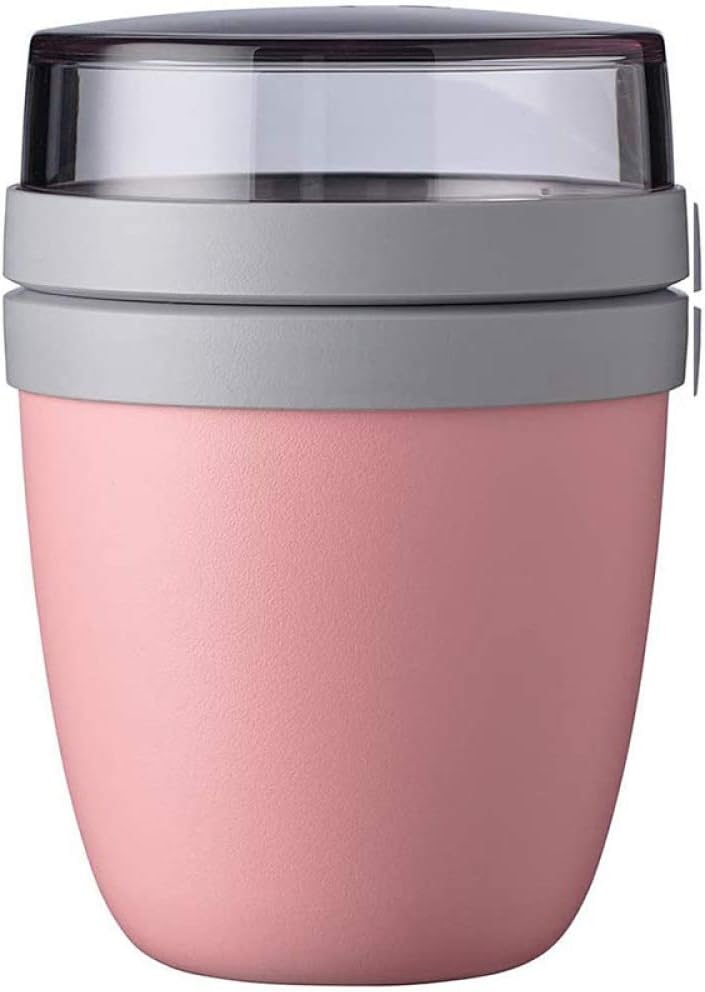 Gigicloud 2-in-1 Lunch Container Cup Food Jar,700ml Portable Work Lunch Box Creative Lunch Cup Travel Preservation Bowl Yogurt Nut Preservation Cup for Kids Adult Pink