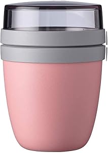 Gigicloud 2-in-1 Lunch Container Cup Food Jar,700ml Portable Work Lunch Box Creative Lunch Cup Travel Preservation Bowl Yogurt Nut Preservation Cup for Kids Adult Pink