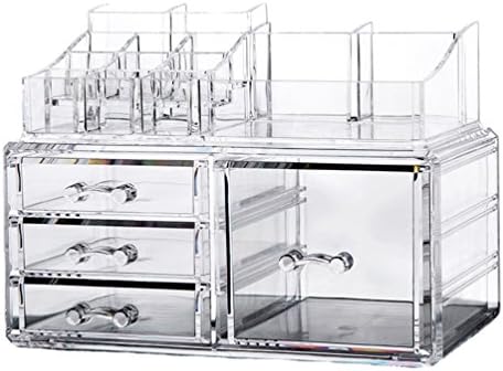 SIYIRONG 2 Piece Set Makeup Organizer Jewelry Storage Cosmetic Perfume Lipstick Holder Display,4 Drawer L