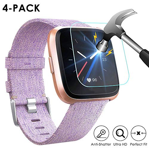 EZCO 4-Pack Screen Protector Compatible with Fitbit Versa & Versa Lite (Not for Versa 2), Waterproof - //coolthings.us