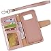 Arae Case Compatible for Samsung Galaxy S8, [Wrist Strap] Flip Folio [Kickstand Feature] PU leather wallet case with ID&Credit Card Pockets [Not for Galaxy S8 plus] (Rosegold)