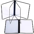 OwnMy 2PCS 8.5 x 11 Inch Menu Covers, 4 Page 8 View Transparent Restaurant Menu Covers Book with Leatherette Trim and Decorative Corners, Fit for Standard Letter Size Paper