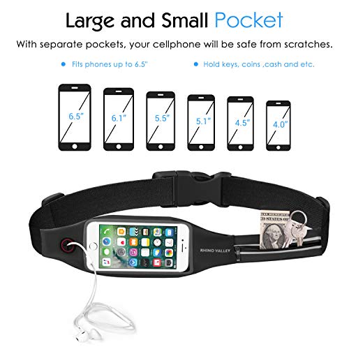 Rhino Valley Running Belt Waist Pack, Sports Fanny Pack Fitness Workout Belt, Dual Pockets with Clear Touch Screen… - Image 4