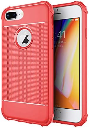 REALIKE iPhone 8 Plus/iPhone 7 Plus Back Cover, Flexible Carbon Fiber Back Case for iPhone 8 Plus/iPhone 7 Plus {Red}
