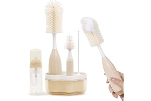 COZY ROCK Bottle Brush Kit, Press to Foam Baby Bottle Brush- Baby Bottle Cleaner Brush for Baby Bottle with 3 Different Brush