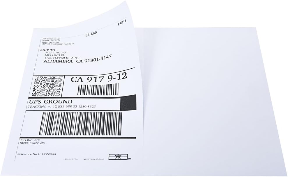 MFLABEL Half Sheet Self Adhesive Shipping Labels for Laser & Inkjet Printers, 200 Count : Office Products