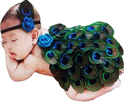 Newborn Baby Infant Photography Props Peacock Wings &amp; headband For Unisex Baby Photo Shoot
