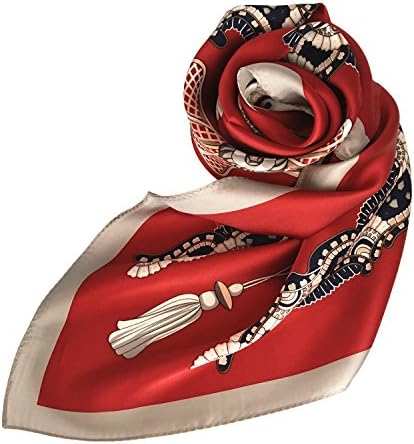 Nita 100% Natural Mulberry Silk Classic Fashion Element Red Square Scarf 35"x35"