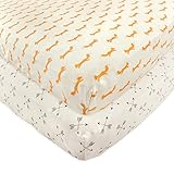Touched by Nature 2 Piece Organic Fitted Crib Sheet, Foxes, One Size