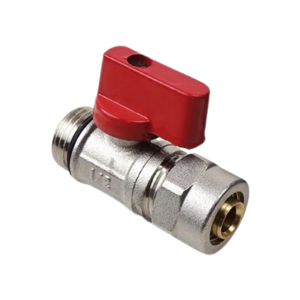 PEX Mini Ball Valve 16x1/2 M/Manifold Isolation VALVES (RED) (16X1/2'', RED)