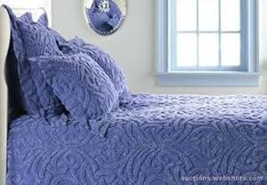 Amazon com BigKitchen  Dusty Blue Damask Chenille King 