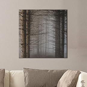 Square Canvas Wall Art - Tall Trees Among The Mist in Winter - Giclee Print Gallery Wrap Modern Home Art Ready to Hang - 12x12 inches