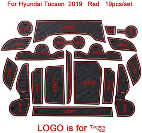 Tralntion 19pcs/Set Car Non-Slip Door Groove Mats Cup Holder Pad Inner Decor Replacement for Hyundai Tucson 2019