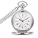 Powshop Classic Smooth Vintage Pocket Watch, Steel Men Pocket Watch with 14''Chain Powshop Classic Smooth Vintage Pocket Watch, Steel Men Pocket Watch with 14''Chain
