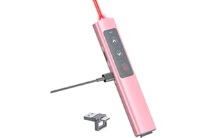 PPTSLID Pink Presentation Clicker for PowerPoint Presentations, Wireless Presenter PowerPoint Clicker with Red Light, [Aluminum Alloy] PPT Slideshow Remote Clicker for Mac, Computer