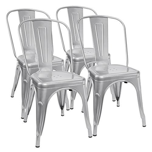 Furmax Metal Dining Chair Indoor-Outdoor Use Stackable Chic Dining Bistro Cafe Side Metal Chairs ...