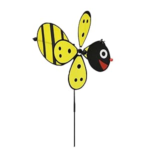 Home-X Bumble Bee Garden Wind Spinner, Decoration for the Garden, Flower Bed, Front or Backyard, Fun Loving Bee Design Looks Great in All Yards